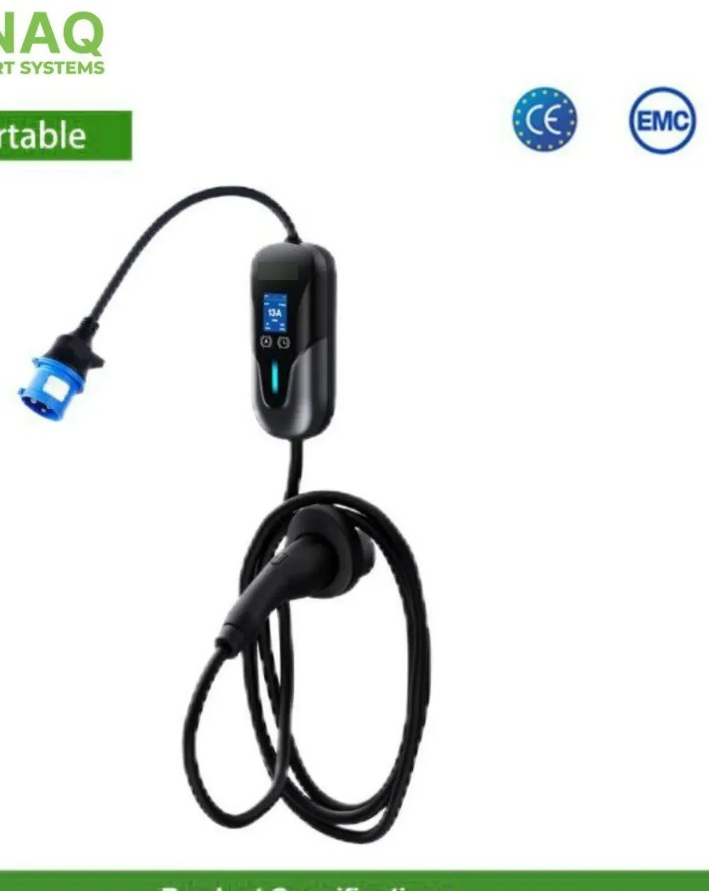 D070PX6-03 — black body with blue CEE plug and LCD display