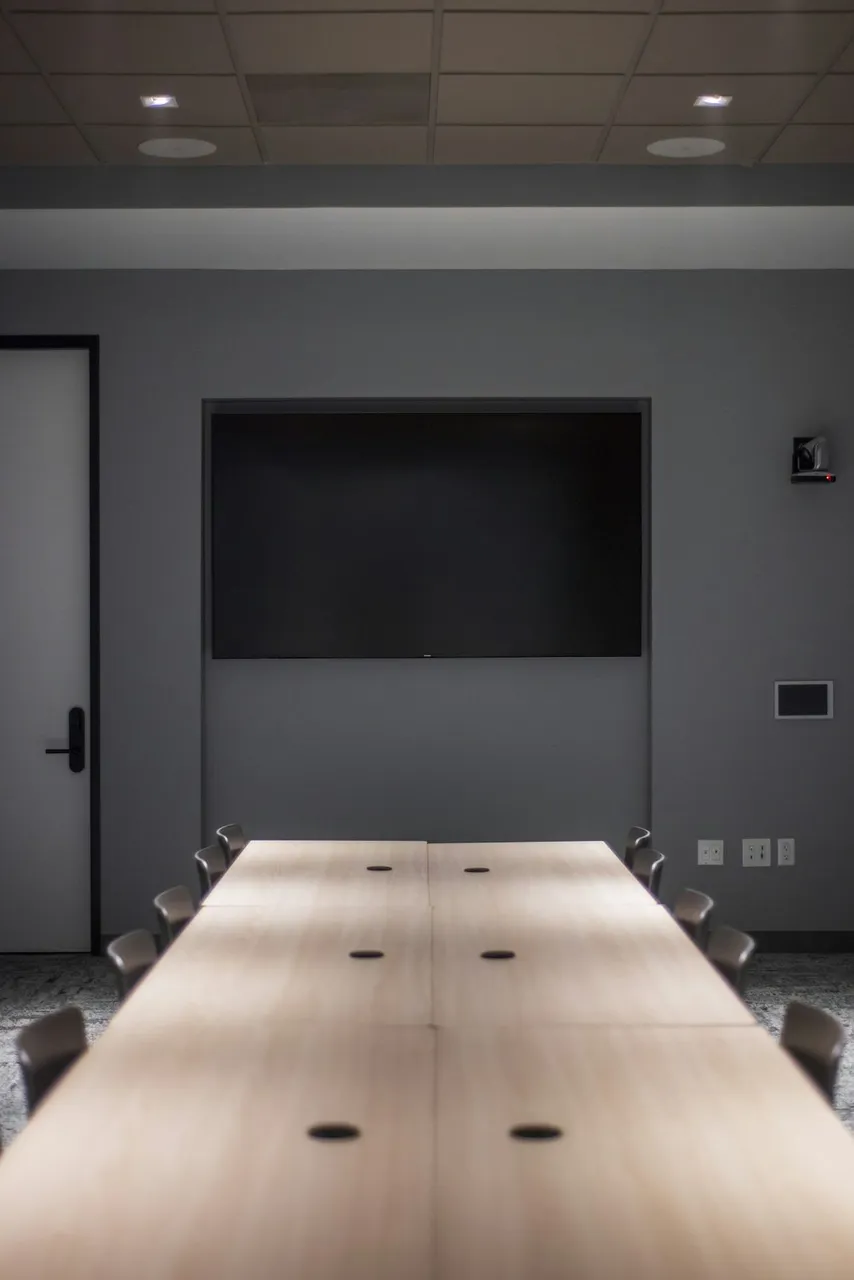 Modern classroom with interactive display
